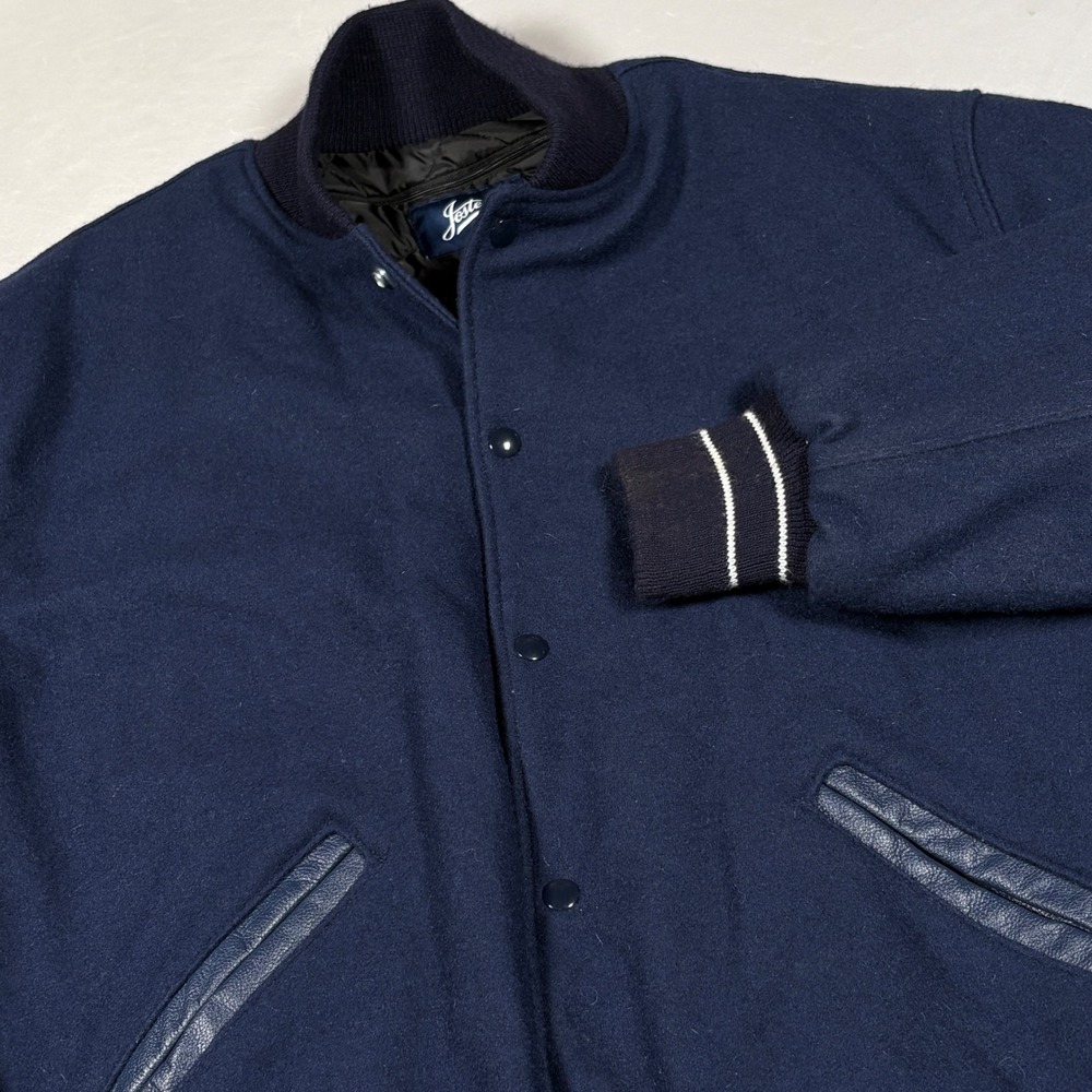 Jostens Blank Varsity Letterman Jacket Mens Large Navy Blue Wool Bomber Coat L